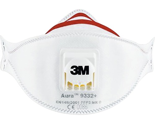 3M Fijnstofmasker voor isolatiemateriaal en hardhout Aura 9332 met ventiel, 2 stuks