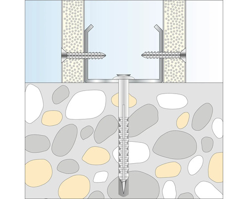 Bevestiging van een onderconstructie met schroeven en pluggen in metselwerk