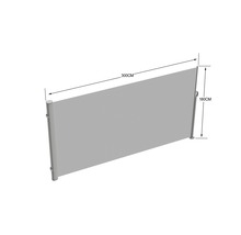 Terrasscherm 1,8x3 stof uni lichtgrijs, frame RAL 9006 aluminium met afneembare paal