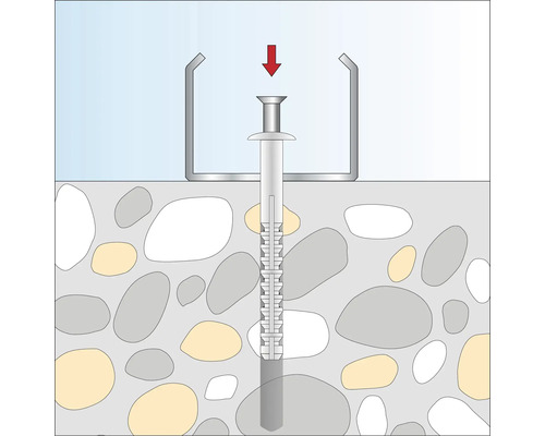Illustratie van een plugbevestiging in een muur