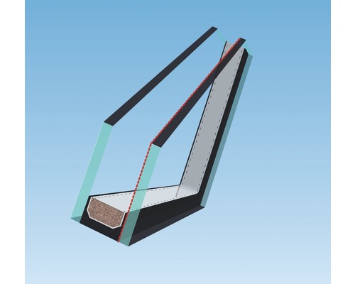 Dwarsdoorsnede van een meervoudige beglazing om de structuur te illustreren