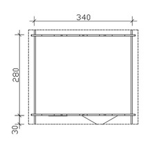 Technische tekening met maatvoering 340 en 280