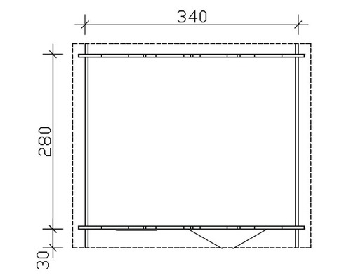 Technische tekening met maatvoering 340 en 280