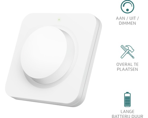 Draadloze wandschakelaar voor het in- en uitschakelen en dimmen van lampen