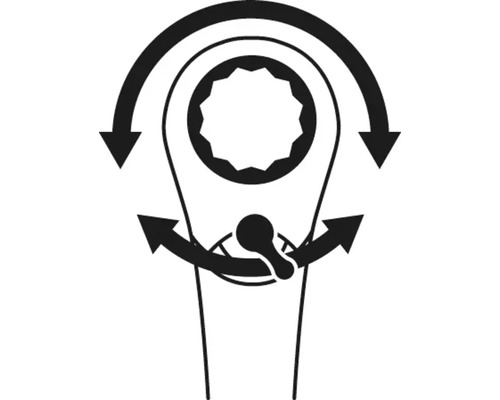 Symbool voor ratelfunctie met richtingsindicator