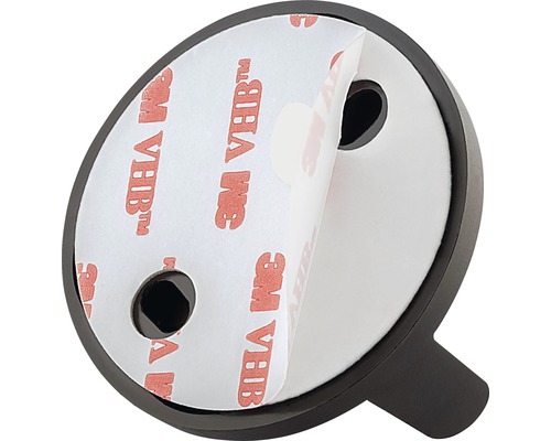 Zwarte zelfklevende haak met ronde vorm en sterke 3M VHB-kleefpad