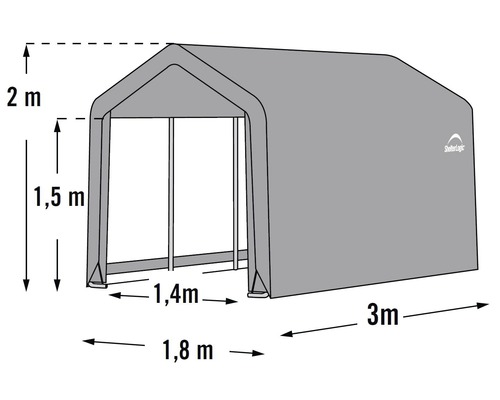 ShelterLogic logo met afmetingen