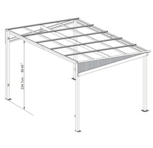 Afbeelding van een paviljoen met hoogte-aanduiding