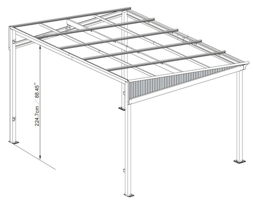 Afbeelding van een paviljoen met hoogte-aanduiding