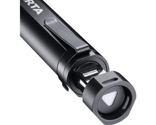 Close-up van een Berta inspectielamp met clip