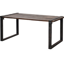 Eettafel met houten blad en metalen poten
