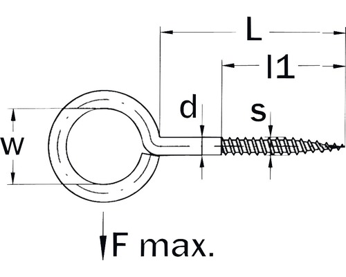 Technische tekening van een ringschroef