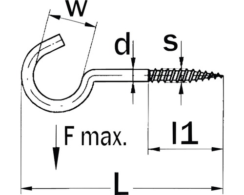 Technische tekening van een haak