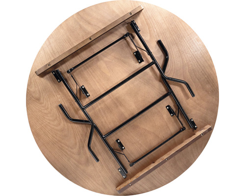 Rond tafelblad met gemonteerd inklapbaar frame
