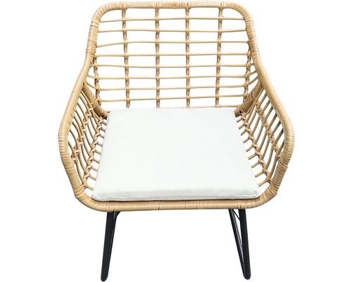 Rotan stoel met zitkussen en metalen poten