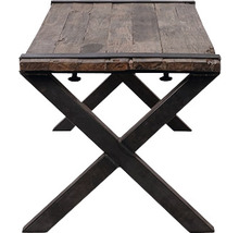 Bijzettafel met houten tafelblad en X-vormig metalen frame