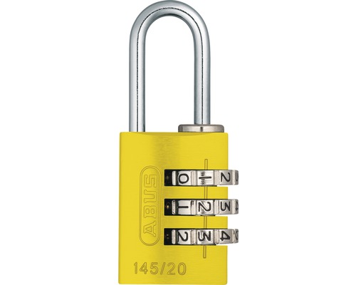 Geel ABUS cijferslot 145/20 met driecijferige code