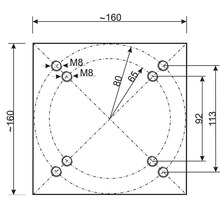 Technische tekening met afmetingen voor een product