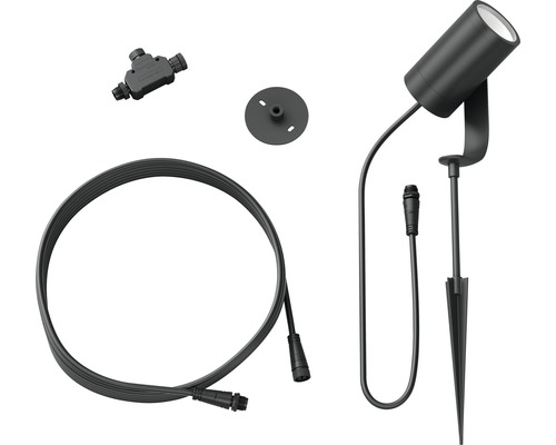 Tuinspot met grondspies, aansluitkabel en verbindingsstuk