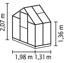VITAVIA Kweekkas Triton 2500 polycarbonaat 6mm met regenwaterafvoer en fundament 197x131 cm zwart-thumb-3