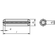 Technische tekening van een spanningshuls met afmetingen