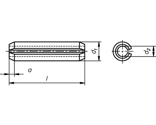 Technische tekening van een spanningshuls met afmetingen