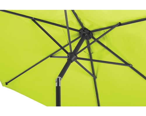 Onderaanzicht van een parasol met frame