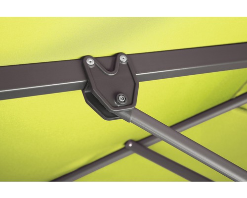 Detailweergave van een parasolbevestiging met schroeven