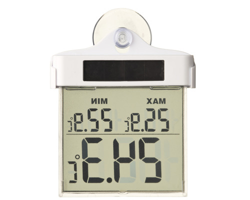 Digitale thermometer op zonne-energie met zuignap voor raammontage
