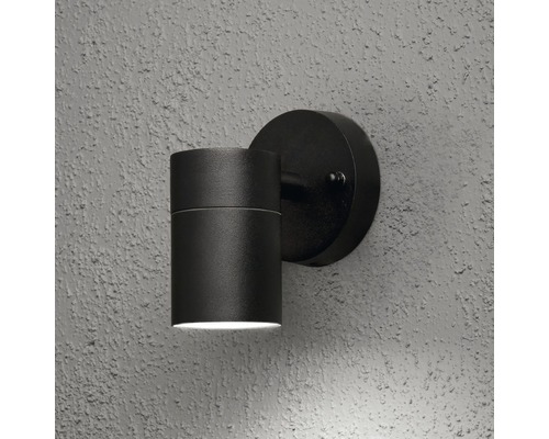 Cilindervormige zwarte wandlamp van metaal