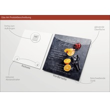 Glazen foto met het recept voor Orange Blossom Cocktail, inclusief afstandhouder, glanzend oppervlak en ophangsysteem
