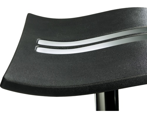 Detail van een barkrukzitting met twee sleuven