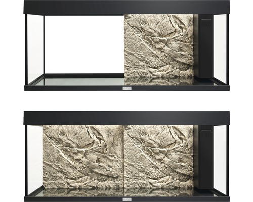 Aquarium met rotswanddecoratie