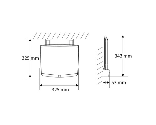Technische tekening van een reservoir met afmetingen