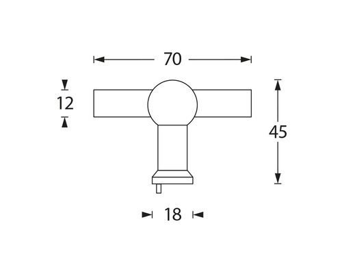 Technische tekening van een kraanventiel met maatvoering