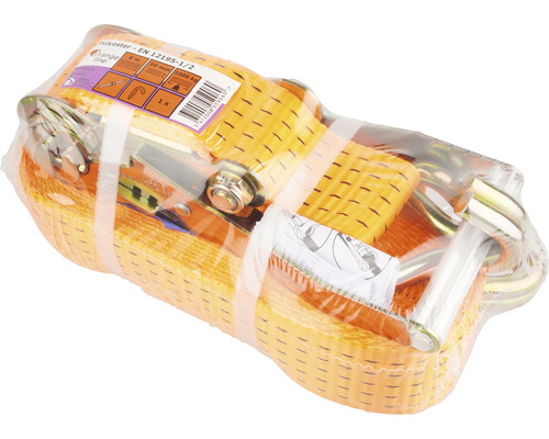 Polyester spanband met een lengte van 8 meter en een breedte van 50 millimeter, verpakt