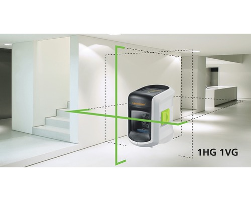 Laserliner kruislijnlaser in een lichte ruimte met trap