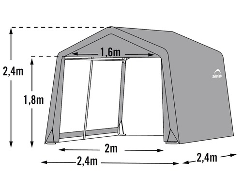Afbeelding van een schuilplaats met maatvoering.