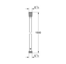 Technische tekening van een buis met de afmetingen G 1/2 en 1500 mm