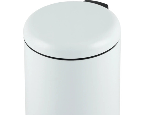 Gedetailleerde weergave van een rond, wit deksel van een pedaalemmer