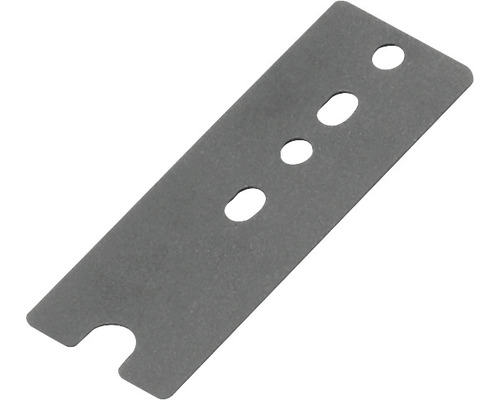Metalen plaat met drie gaten en uitsparing