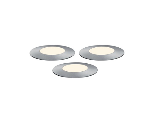 Drie ronde inbouwspots van metaal