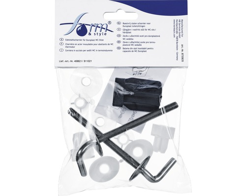 Bevestigingsset voor duroplast toiletzittingen van roestvast staal