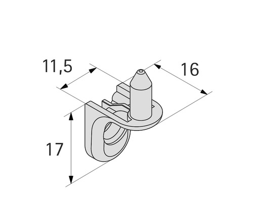 Afbeelding van een kabelklem met maataanduidingen