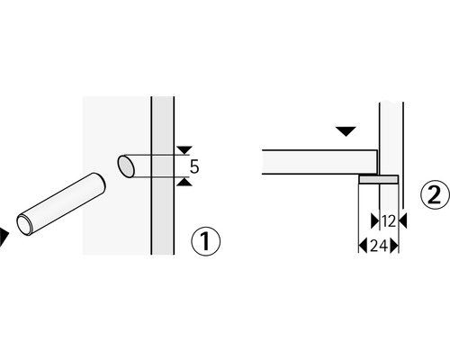 Afbeelding ter illustratie van installatiedetails en afmetingen.