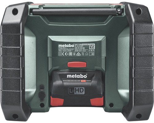 Metabo radio met batterij van achteren