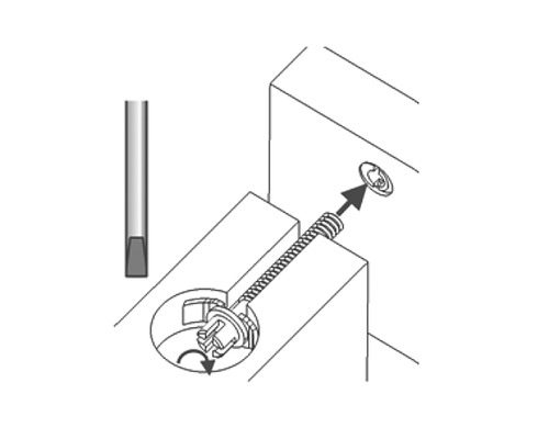 Illustratie van de montage van een meubelverbinder