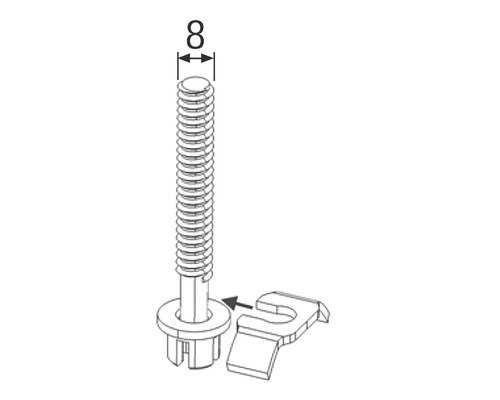 Schroef met clip, diameter 8