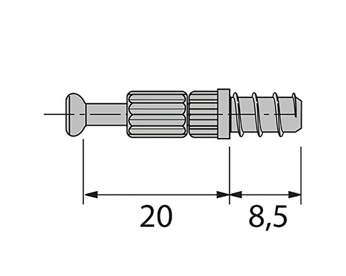 Technische tekening van een verbindingsstuk met de afmetingen 20 en 8,5