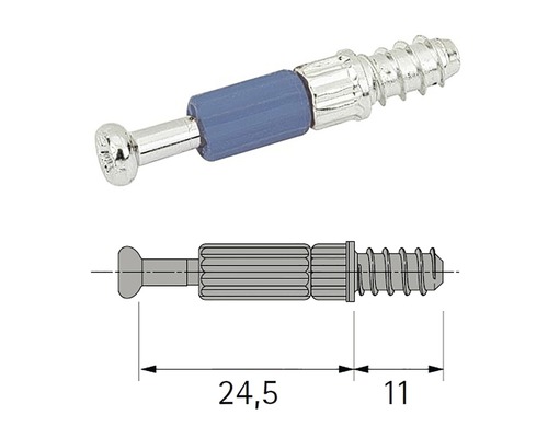 Excentrische schroef met afmetingen als schematische tekening